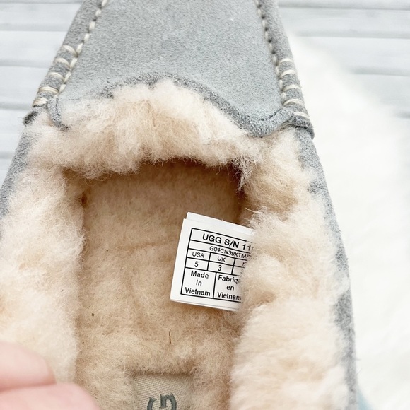 UGG Ansley Gray Suede Fur Slippers - Picture 4 of 7